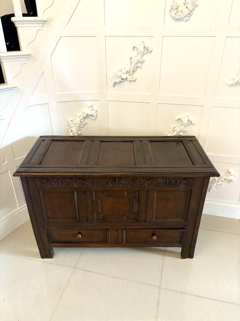 Antique 17th Century Quality Oak Mule Chest - Image 4